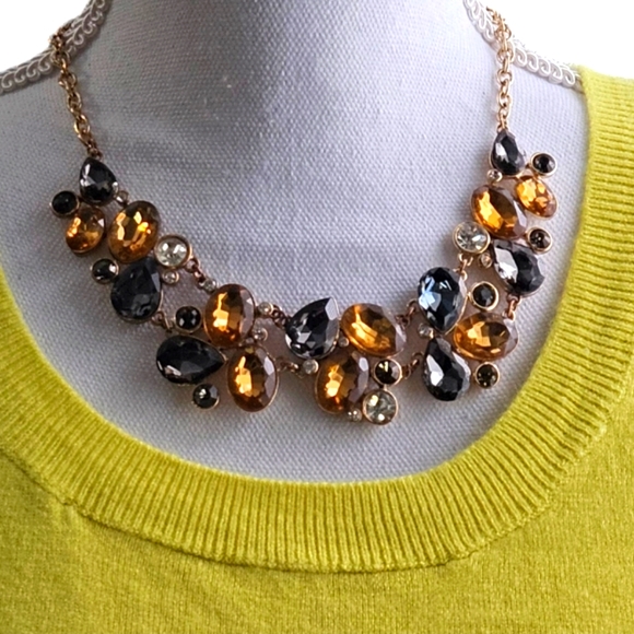 Alfani Gold Tone Crystal Collar Style Statement Necklace, Vintage - Picture 2 of 8